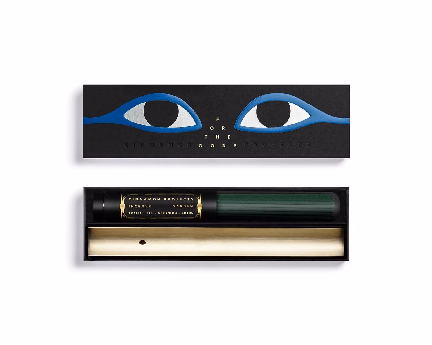 Cinnamon Projects Chord Brass Burner and Floral Garden Incense Stick Set in Gold and Black