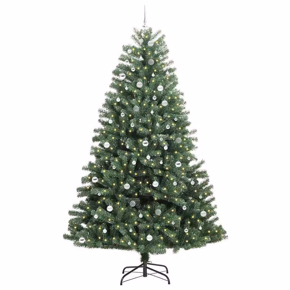 Berkfield Home Artificial Hinged Christmas Tree in Green, Height: 270 cm – 3