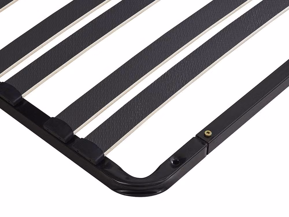 Vente-unique Double Slatted Bed Base with Rigid Metal and Wood Frame, Black, W: 160 cm, D: 200 cm – 3