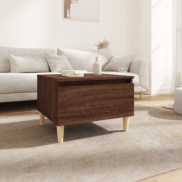 Berkfield Home Brown Oak Side Table, W: 50 cm, D: 46 cm, H: 35 cm – 1