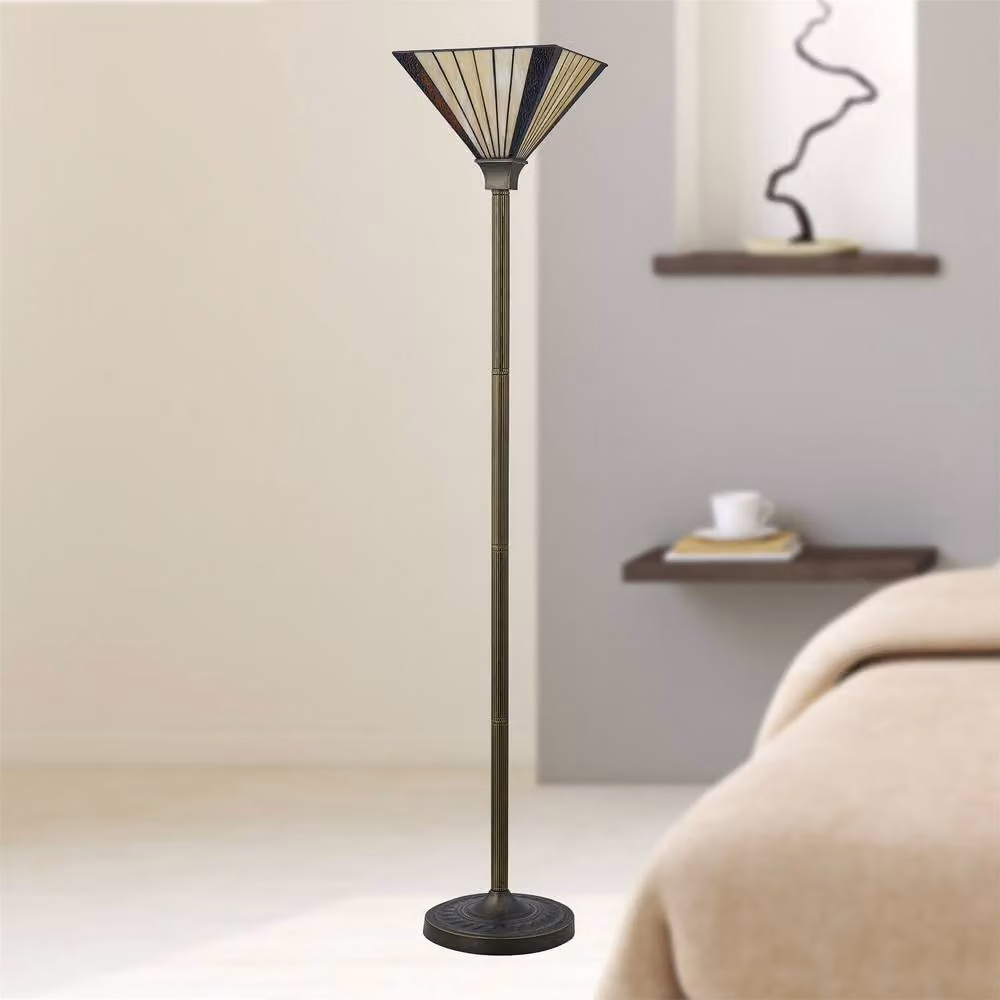 First Choice Lighting Salisbury Tiffany Bronze Uplighter Floor Lamp, H 161 cm x W 30.5 cm x D 30.5 cm – 2