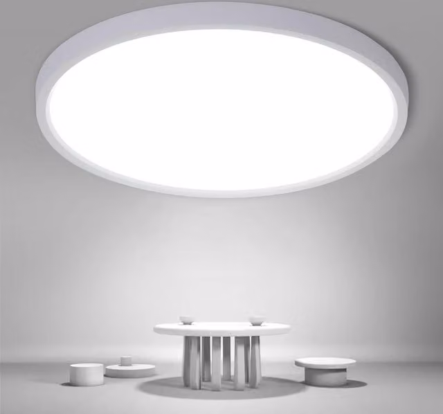 Goeco LED Round Bathroom Ceiling Light, White, IP44, 6500K Cool White – 1
