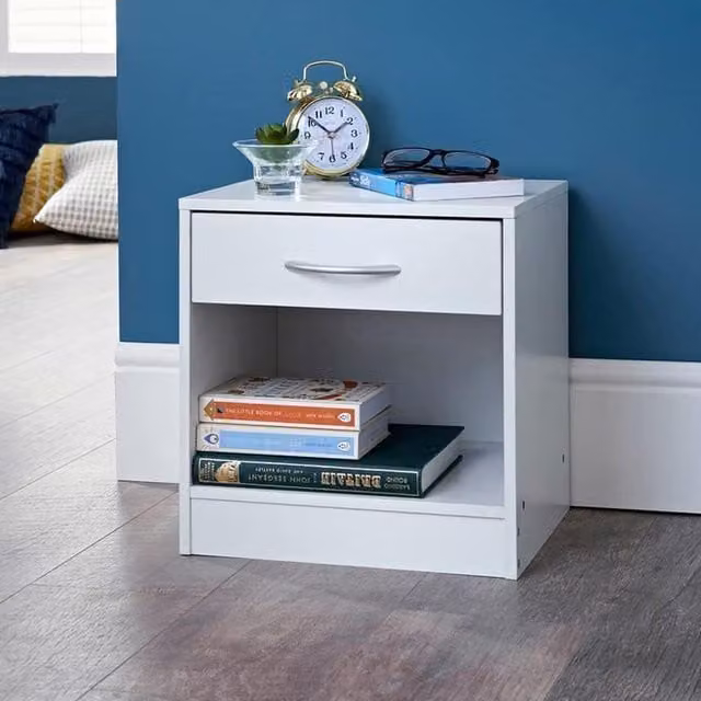 Spot On Dealz Modern 1 Drawer Bedside Table in White or Grey