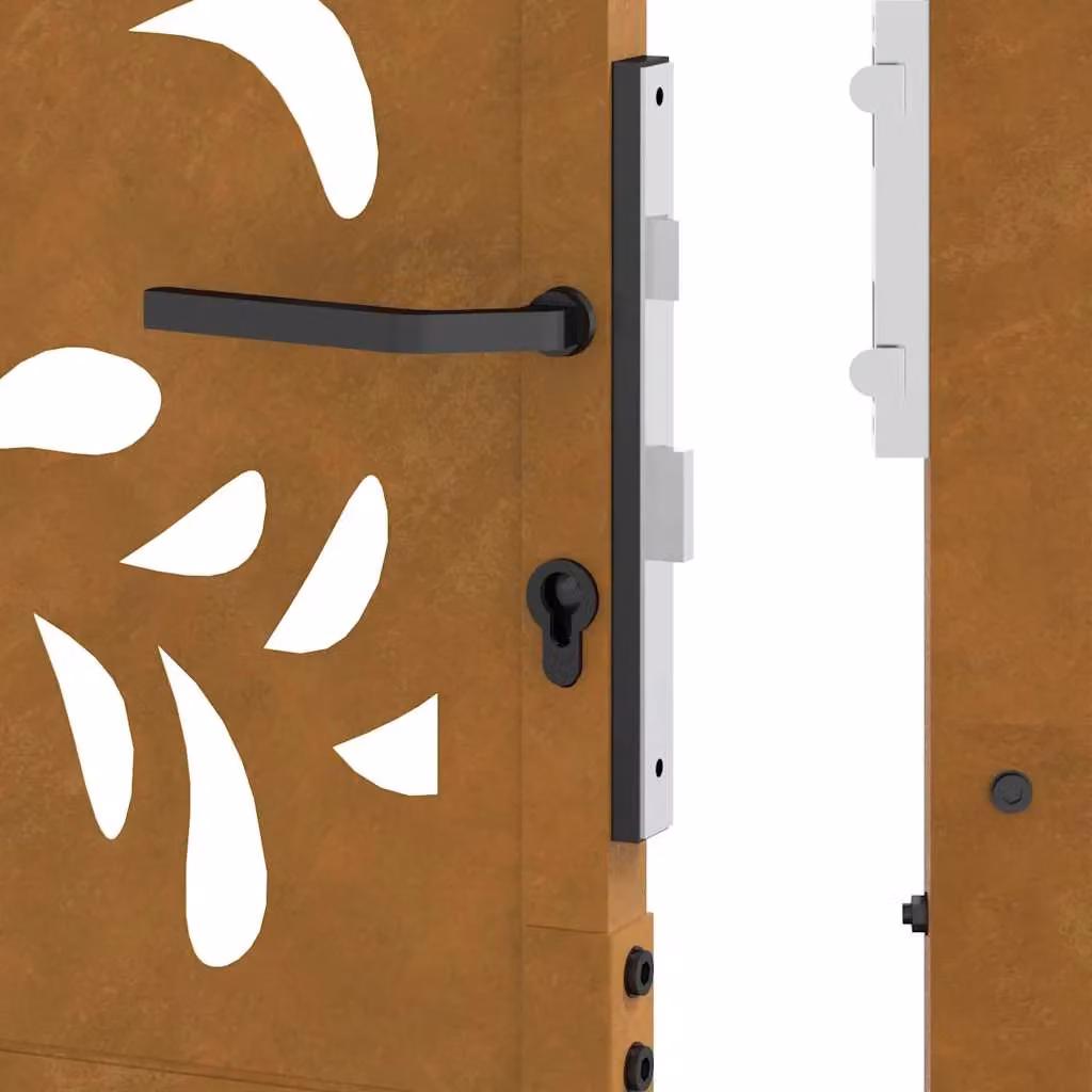 Berkfield Home Brown Weathering Steel Wave Design Garden Gate W: 105 cm, H: 180 cm – 4