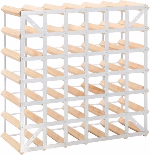 Berkfield Home Modern Wall Mounted Wine Rack for 42 Bottles, Solid Pinewood in Beige – 1