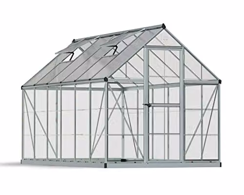 Palram Canopia Hybrid Polycarbonate Greenhouse, Silver, W: 185 cm, D: 370 cm, H: 208 cm