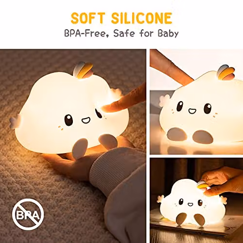 Groov-e Cuties Olly Cloud Colour Changing LED Night Light in White and Multicolour with Timer and Rechargeable Battery for Babies and Children – 3