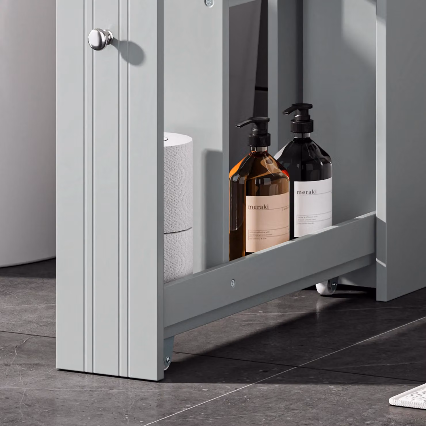 VonHaus Shrewsbury Slimline Freestanding Shaker Style Bathroom Storage Unit in Grey – 4
