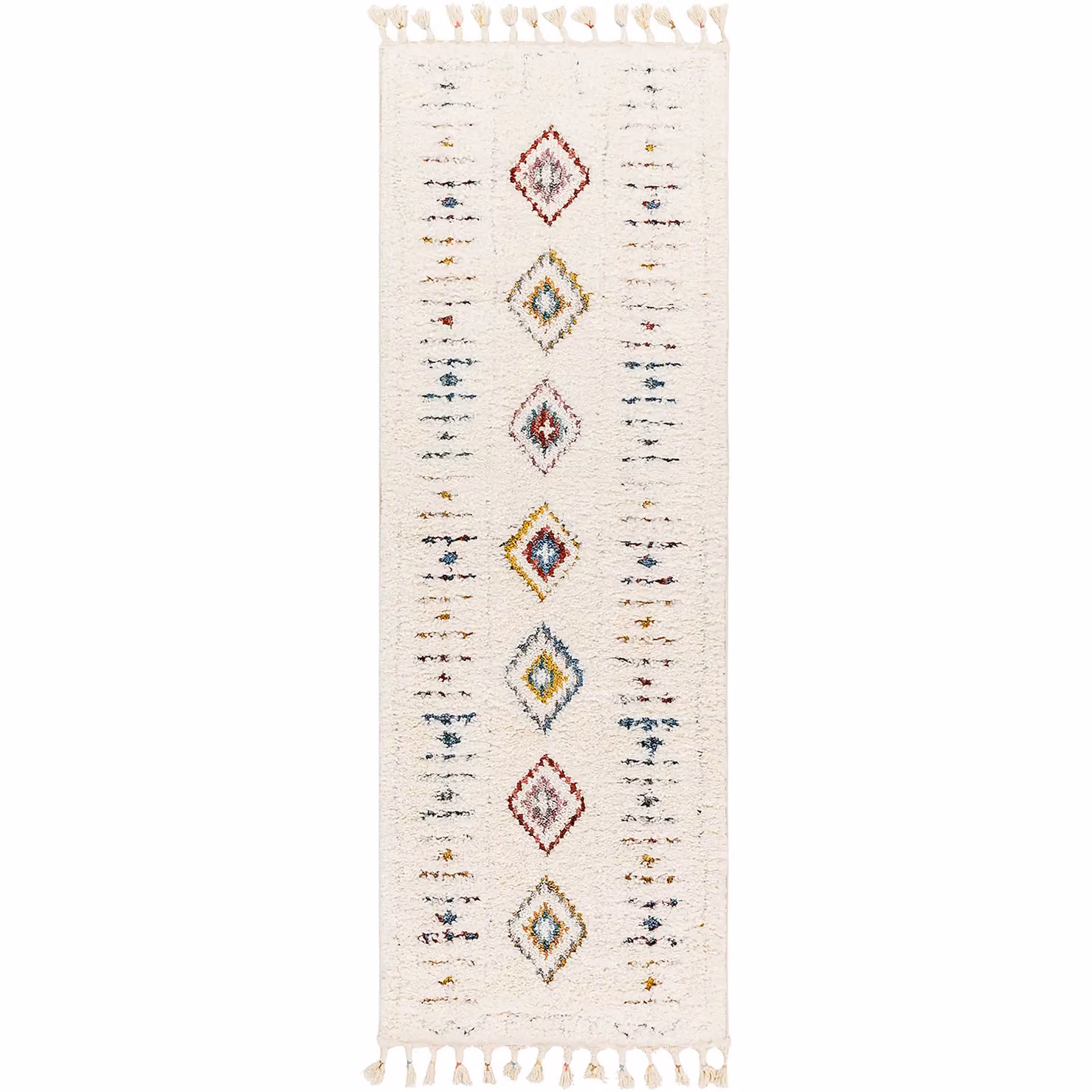 Livabliss Lofty-Shaggy Vintage Boho Plush Soft Pile Rug in Ivory, Orange and Blue, W: 200 cm, D: 275 cm – 2