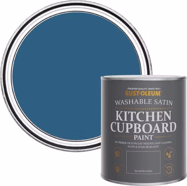 Rust-Oleum Blue Water-Based Kitchen Cupboard Paint in Satin Finish, 0.75 l