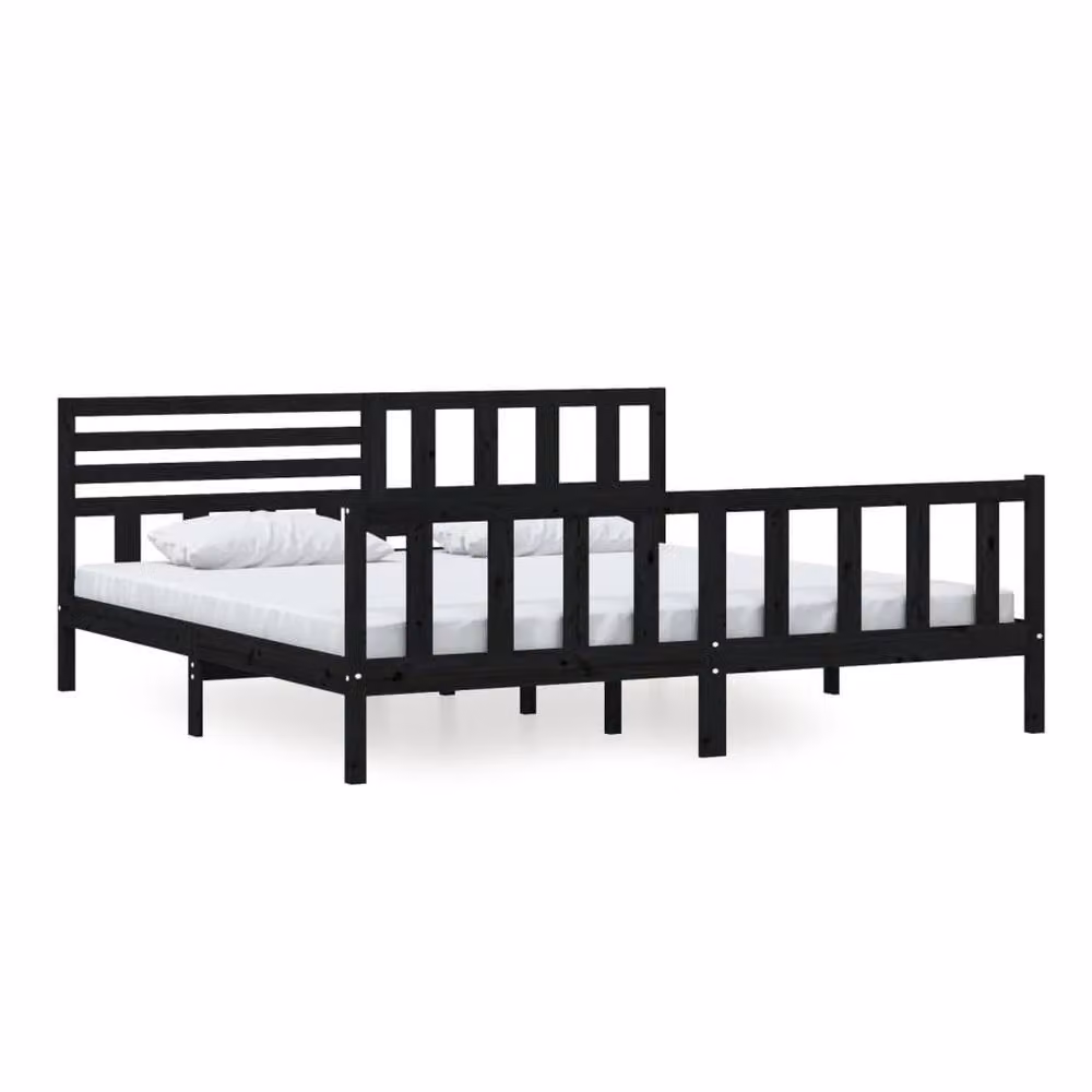 Berkfield Home Beautiful Bed Frame in Black Solid Pine Wood, 200 x 200 cm – 3
