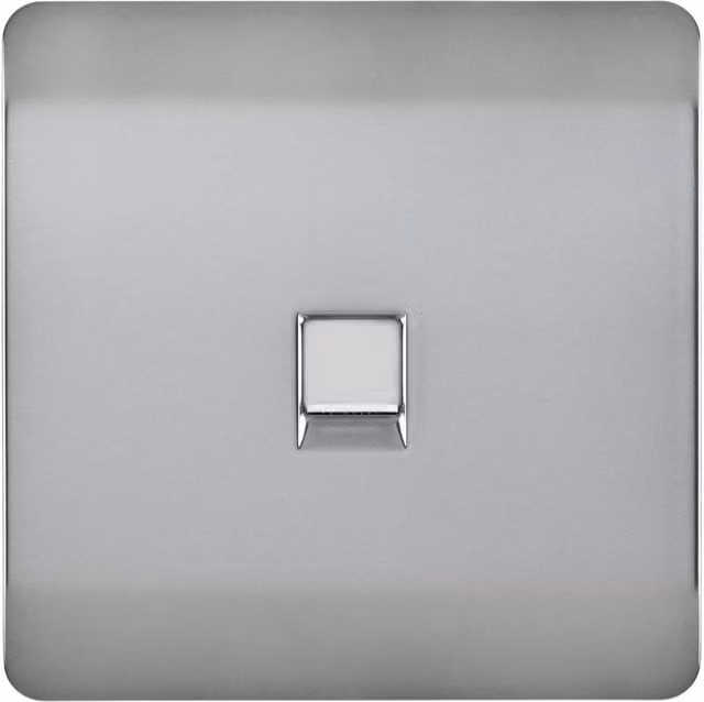 Trendi Switch 1 Gang Cat 3 Telephone Secondary Flush Socket in Brushed Steel Silver Grey
