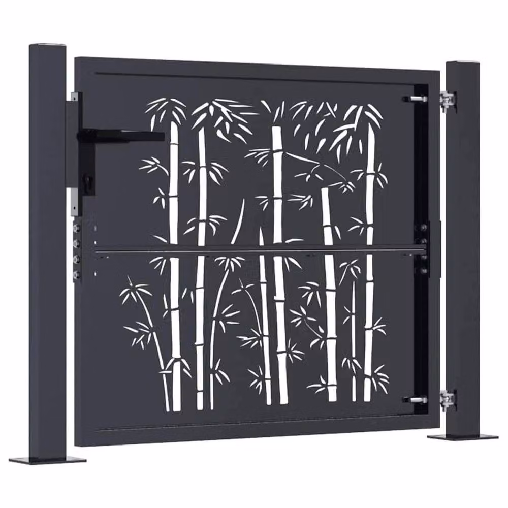 NESTLUNE Anthracite and Black Steel Garden Gate, W: 100 cm, D: 15 cm, H: 100 cm – 5