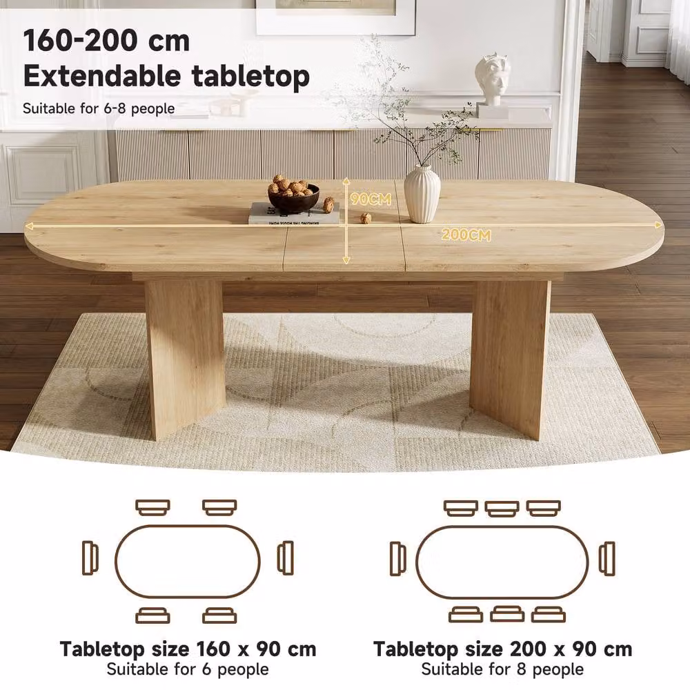 Rolipo Extendable Oak MDF Dining Table in Brown, W: 160-200 cm – 4