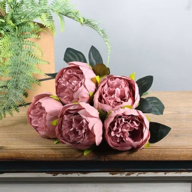 Kingsbury Gifts Artificial Arundel Peony Bunch, Pink, Height: 38 cm