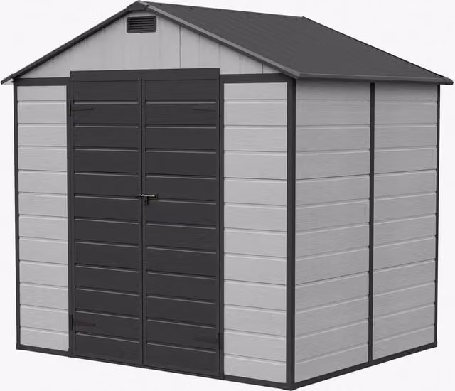 FORGEVIO Grey Plastic Garden Shed with Gable Roof