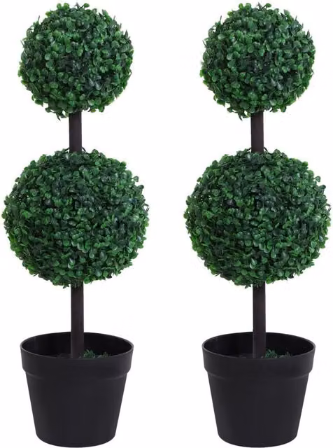 Dyzi Artificial Round Boxwood Ball Topiary Tree Set in Green