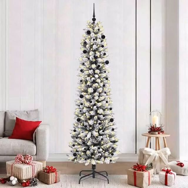 Berkfield Home Artificial Christmas Tree with 300 LEDs in Green, White and Black, Height: 240 cm