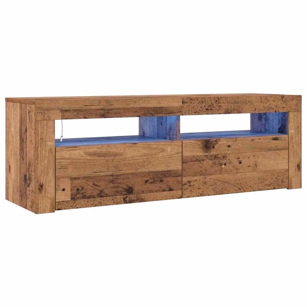 Berkfield Home TV Cabinet with LED Lights in Old Wood Brown, W/D/H: 120 x 35 x 40 cm – 3