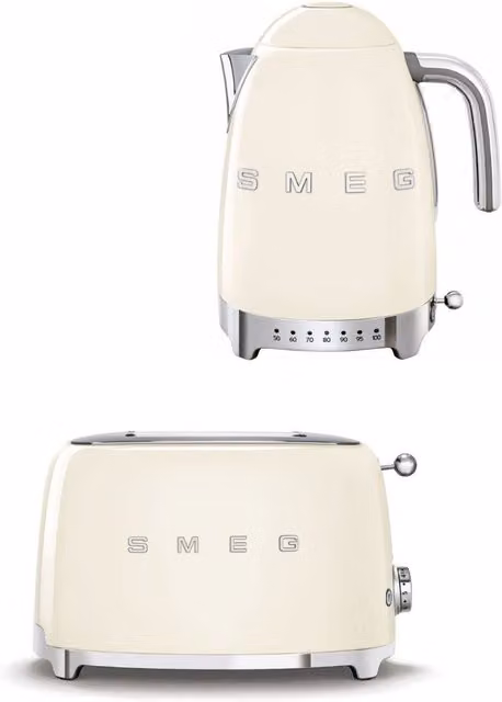 Smeg TSF01 2-Slice Toaster and KLF04 1.7 l Kettle Set in Beige