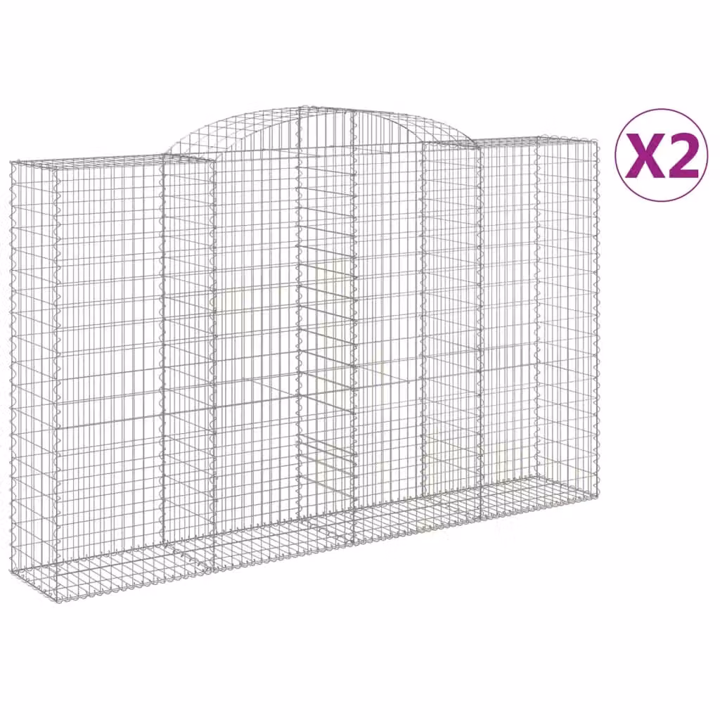 Berkfield Home Arched Gabion Baskets, 2 Piece Set, Silver Galvanised Steel, W: 300 cm, D: 50 cm, H: 180-200 cm – 2