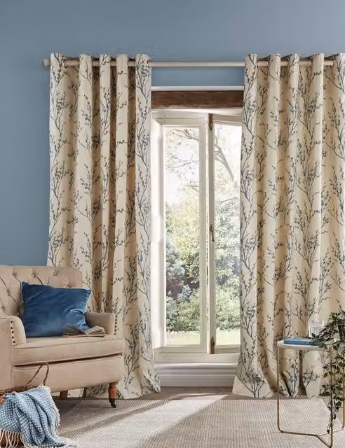 Laura Ashley White Floral Cotton Eyelet Curtains