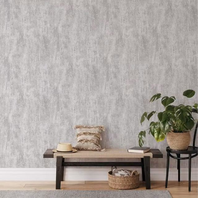 Muriva Grey Industrial Abstract Vinyl Wallpaper