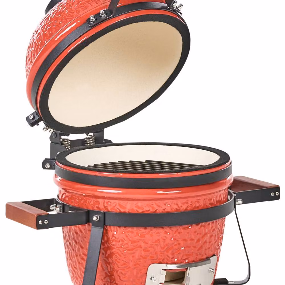 Wyld and Coco Red Ceramic Kamado Charcoal Grill with Lid and Thermometer – 2
