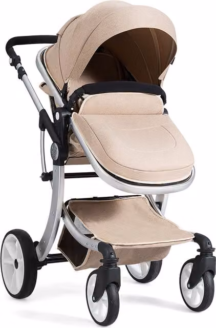 Costway 2-in-1 Convertible Baby Stroller Pushchair with Suspension and Foldable Design, White