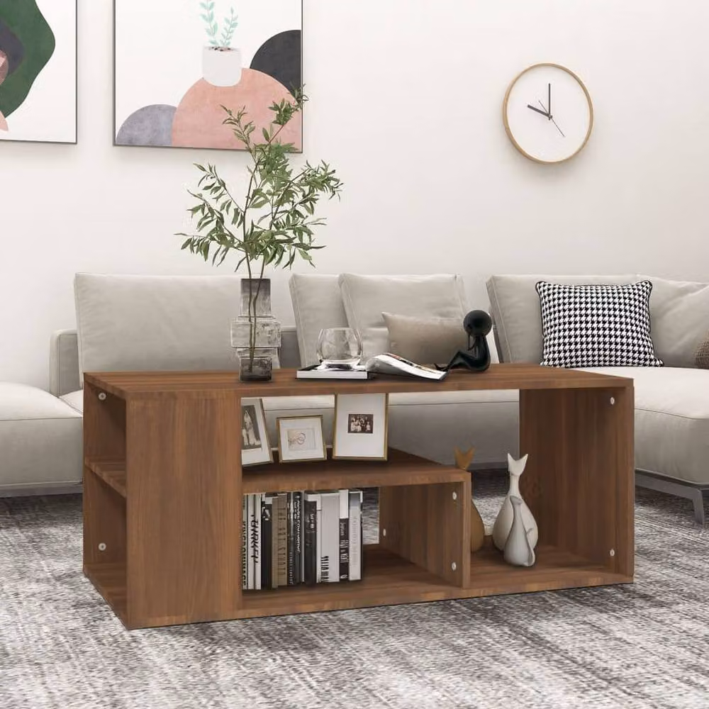 Berkfield Home Modern Rectangular Coffee Table in Brown Oak, W/D/H: 100 x 50 x 40 cm – 2