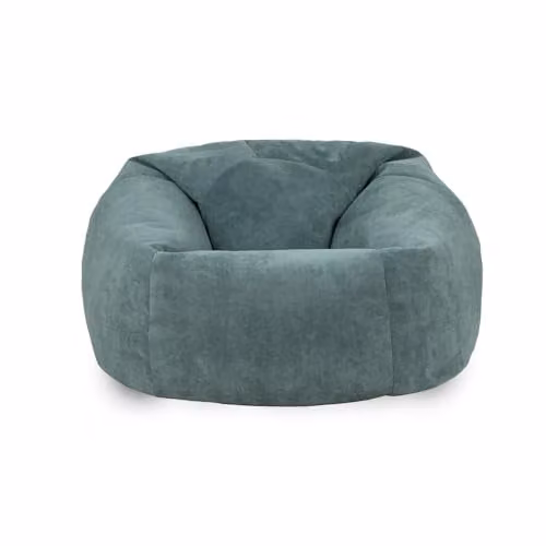rucomfy Velora Classic Adult Bean Bag Chair in Blue or Green Velvet Microfibre Fabric with Removable Cover