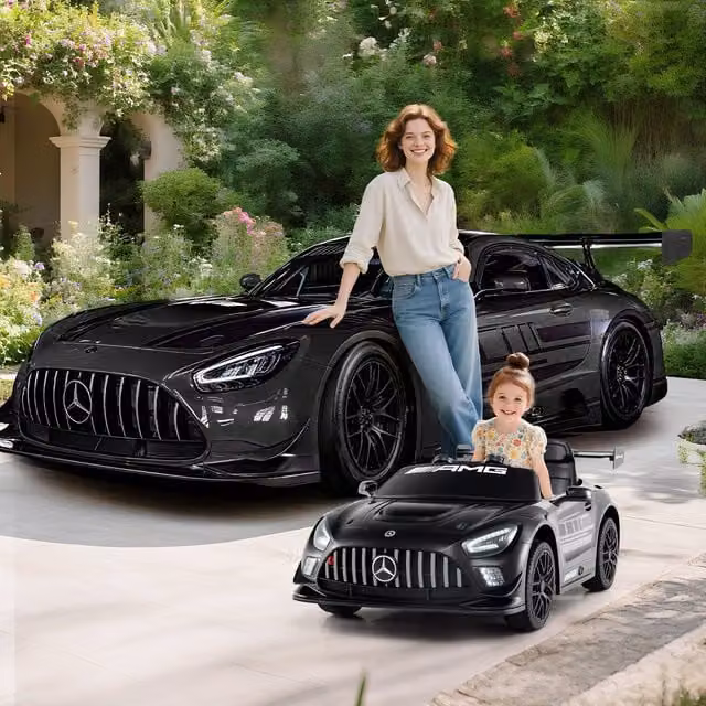 Costway Mercedes Electric Ride On Car with Light and Sound, Black