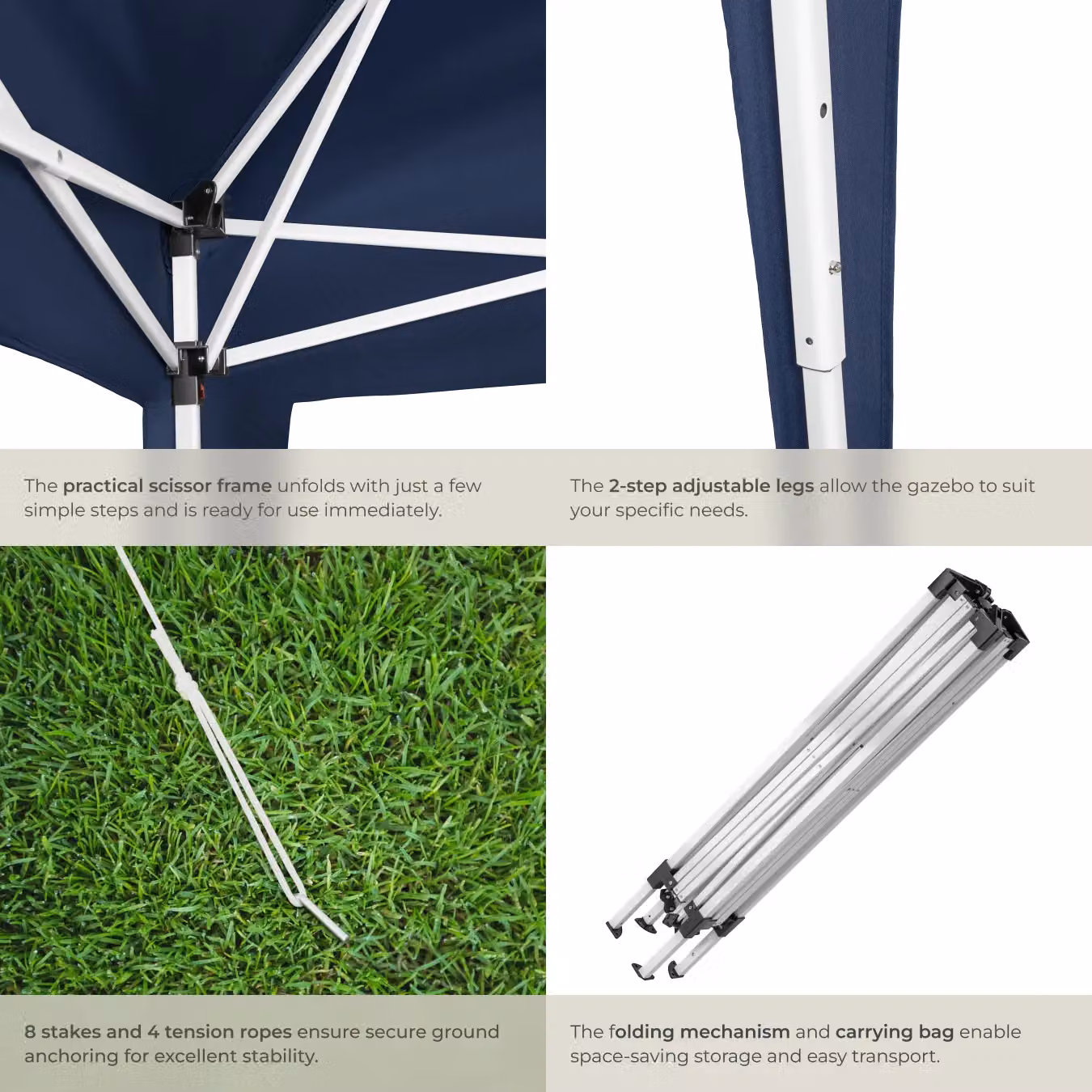 tectake Gazebo Linosa Blue, W/D: 300 x 300 cm – 4