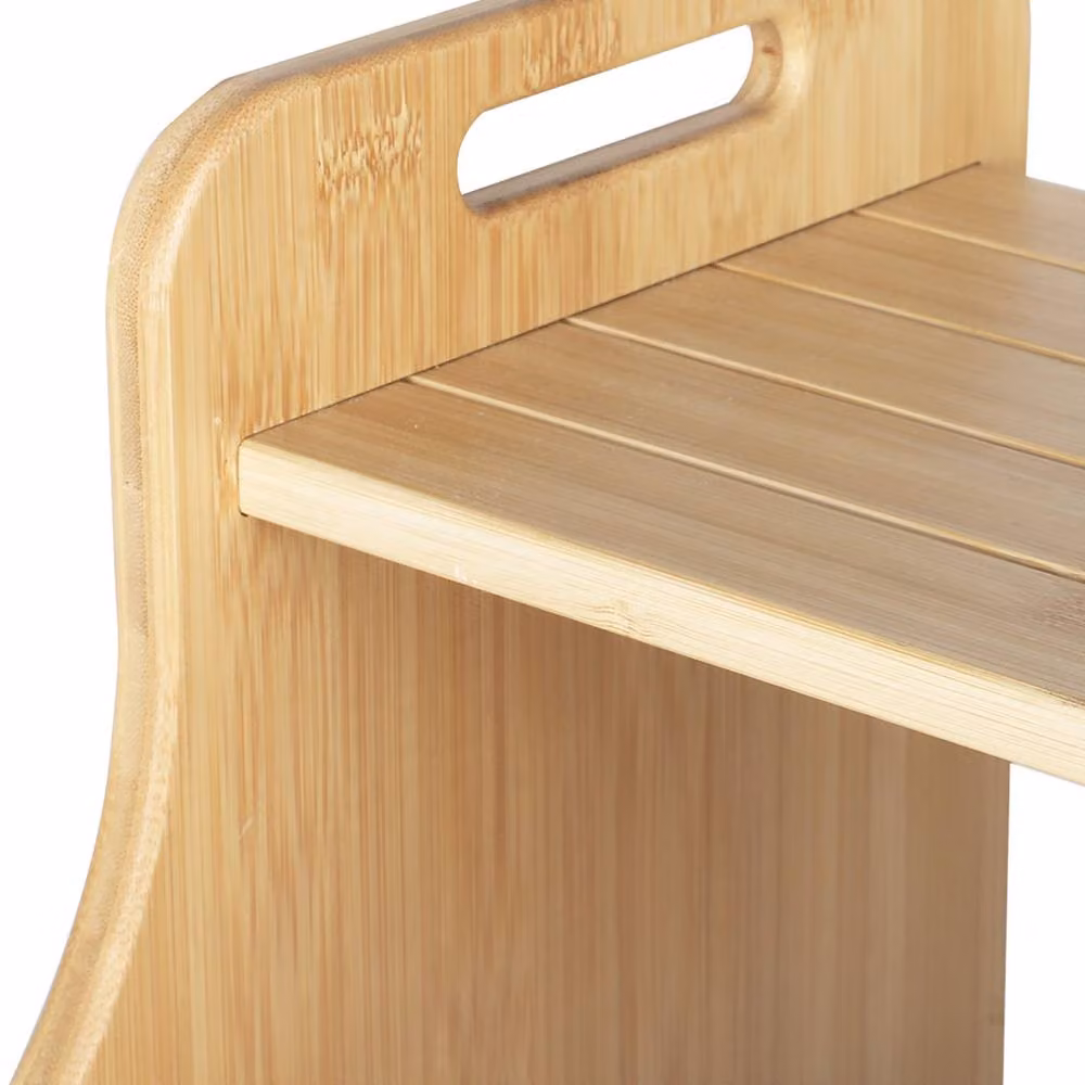 Levede Bamboo Step Stool with Handle in Natural – 4