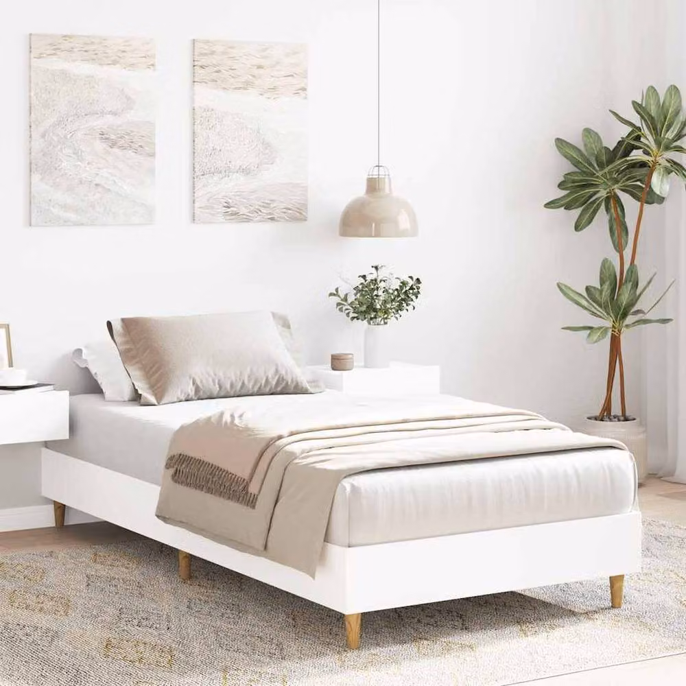 Berkfield Home Engineered Wood Bed Frame, White, W: 100 cm, D: 200 cm – 2