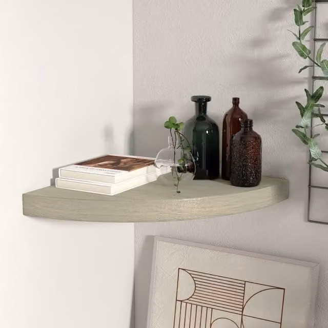 Berkfield Home Floating Corner Shelf in Oak Brown, W/D/H: 35 x 35 x 3.8 cm
