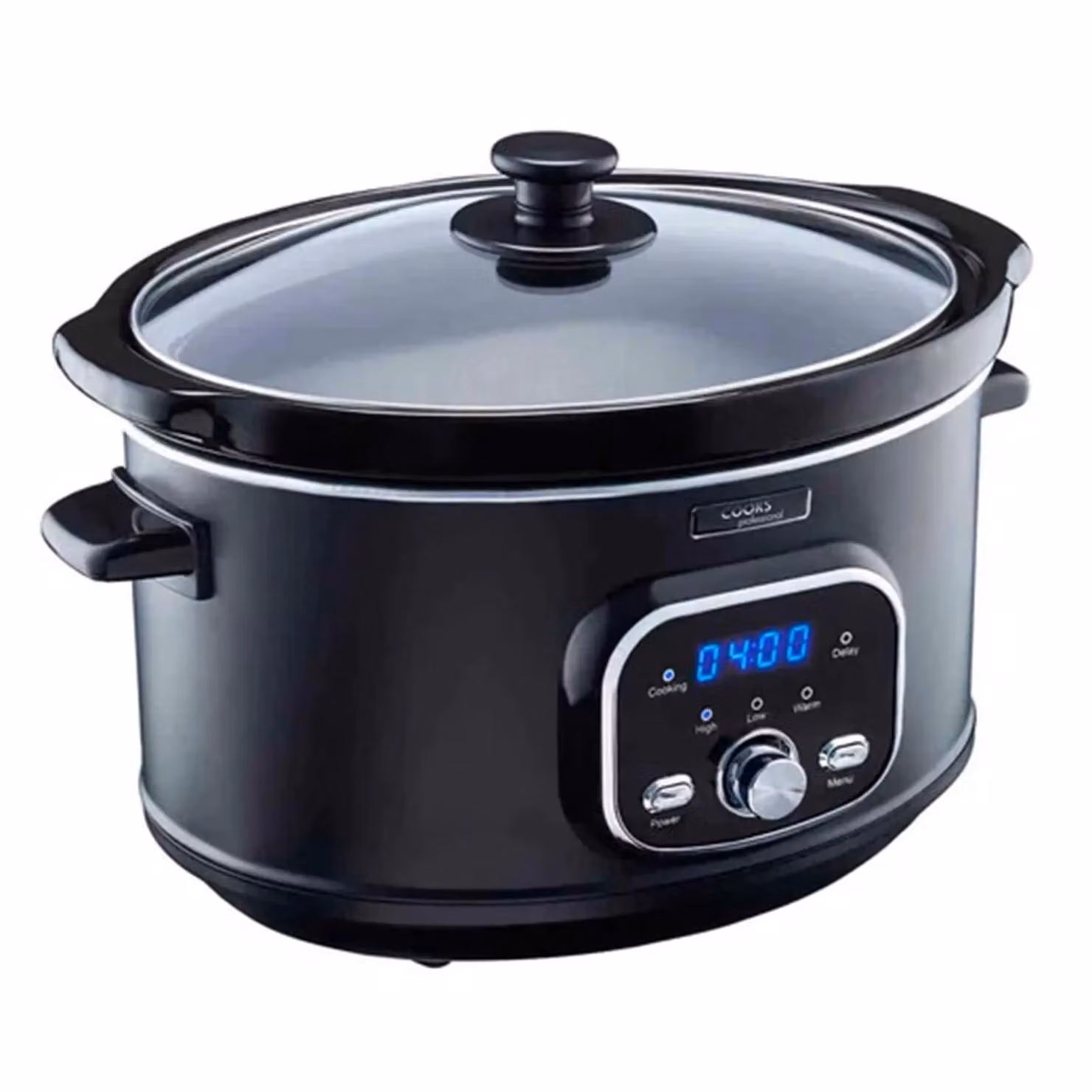 Cooks Professional 6.5L Digital Slow Cooker in Black and Gold with Removable Ceramic Bowl, Lid and Timer – 5