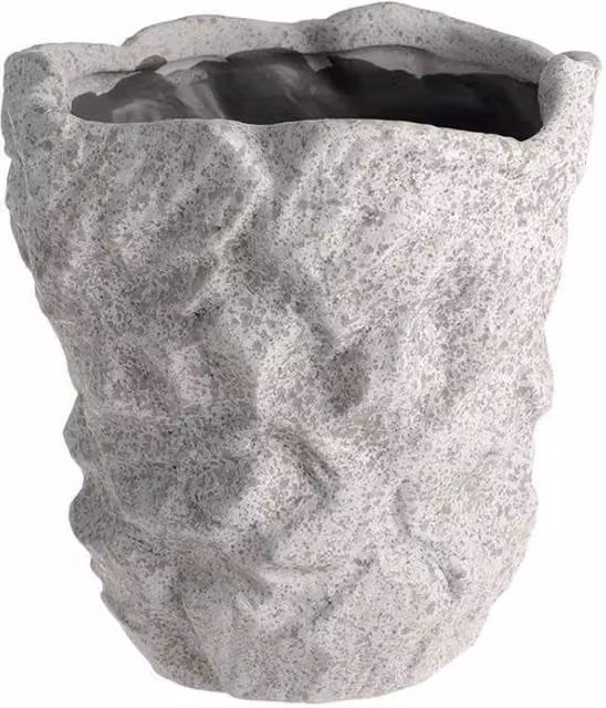 KDMD Grey Ceramic Rustic Rough Textured Tabletop Pot, Diameter: 17.5 cm – 1