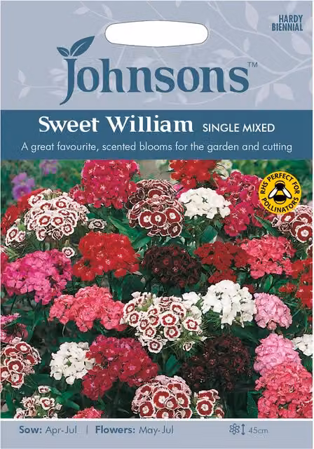 Johnsons Mixed Colour Sweet William Ornamental Flower Seeds