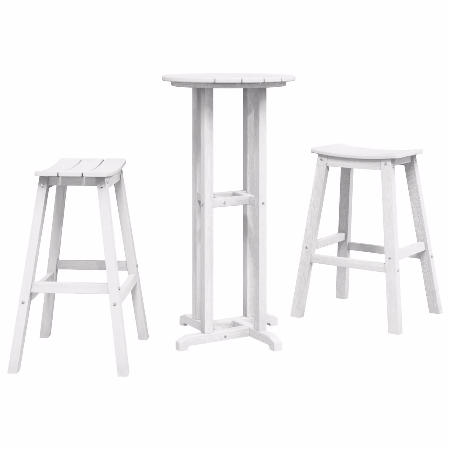 Berkfield Home 3 Piece Modern Garden Bar Set in White HDPE Plastic – 2