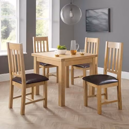 Julian Bowen Astoria Set of 2 Dining Chairs in Oak and Brown Synthetic Leather – 2