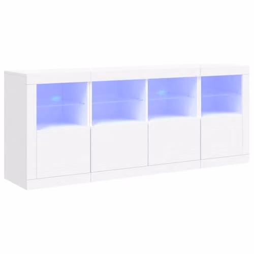 vidaXL Modern White MDF Sideboard with Integrated LED Lights W/D/H: 163 x 37 x 67 cm – 1