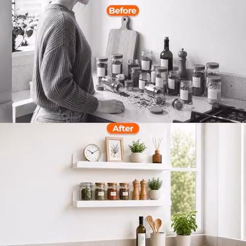 Innoteck Set of 2 U-Shaped Floating Wall Shelves, White, 60 cm – 4