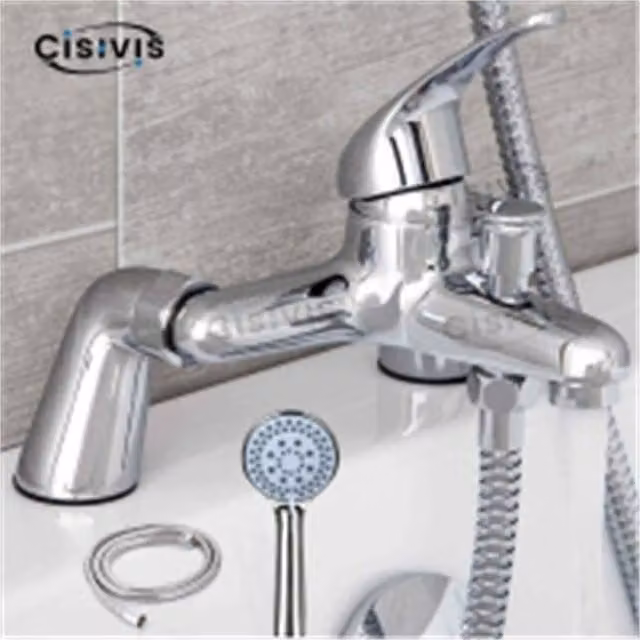 Nordara Silver Bath Filler Tap and Shower Mixer Set with Single Lever Hand Held Shower Head – 1