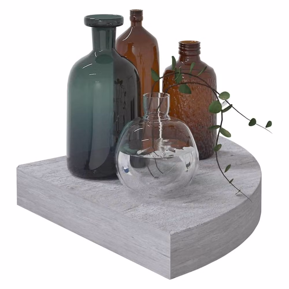 Berkfield Home Wall Mounted Corner Shelf in Concrete Grey, W/D/H: 25 x 25 x 3.8 cm – 3