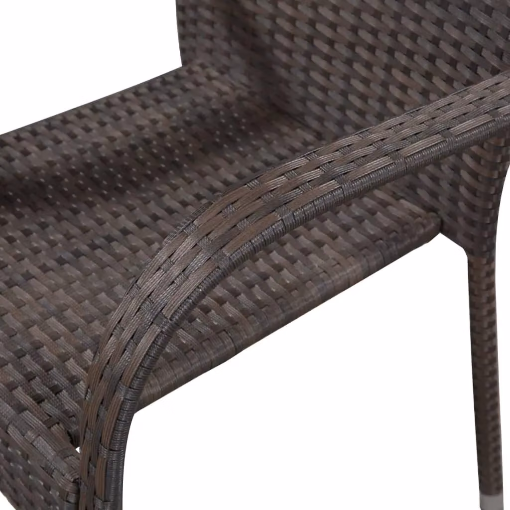 Berkfield Home Set of 2 Stackable Brown Poly Rattan and Metal Outdoor Chairs – 3