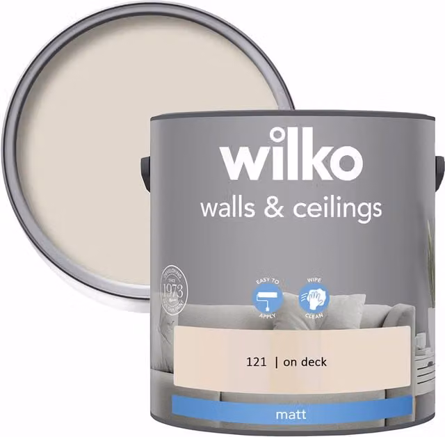 wilko Walls and Ceilings Matt Emulsion Paint On Deck Grey Beige 2.5 l