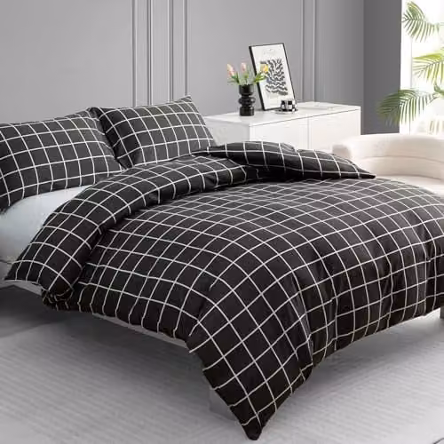 Lazzaro Grey Reversible Microfibre Double Duvet Cover and Pillowcase Set, W/D/H: 200 x 200 cm and 50 x 75 cm