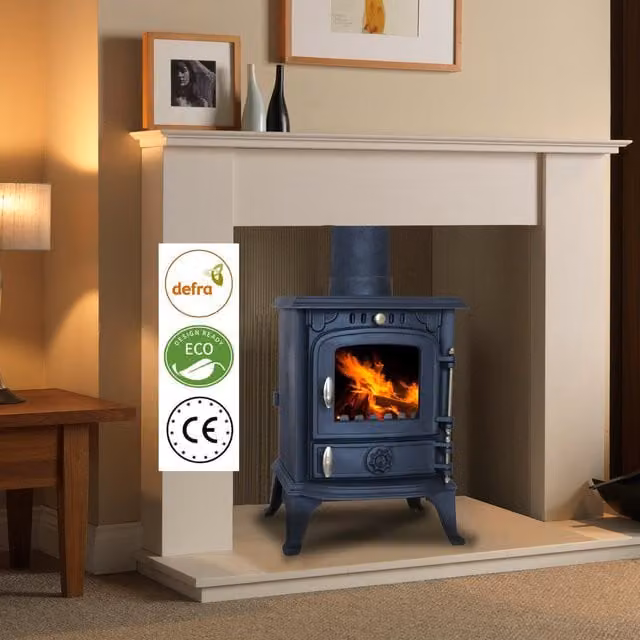 HEATSURE 4.5KW Rectangular Single Woodburner Stove, Black
