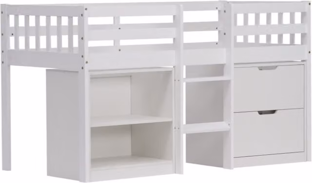 Mira Sleepstation Single Cabin Bed in White with Stairs and Drawers, Solid Pine Wood, W/D/H: 90 x 190 cm – 1